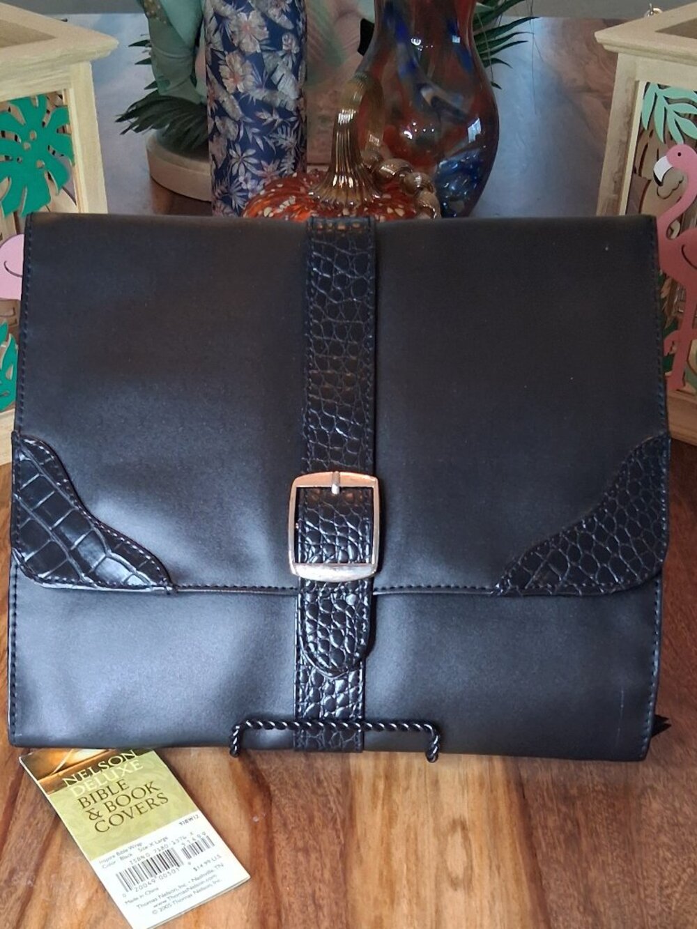Vintage (NWT) Thomas Nelson Inspired Leather Soft Bible Wrap/Cover Wrap Black